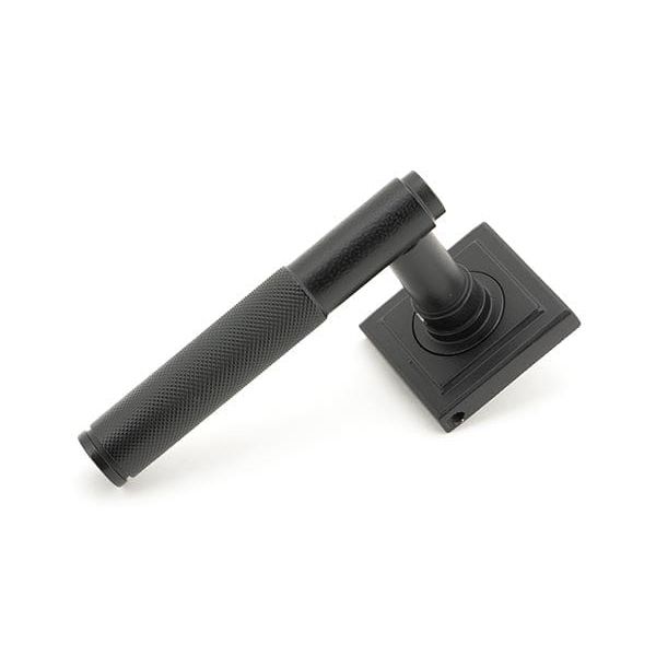 From The Anvil Handles Square Matt Black Brompton Lever on Rose Set (Plain) - Unsprung
