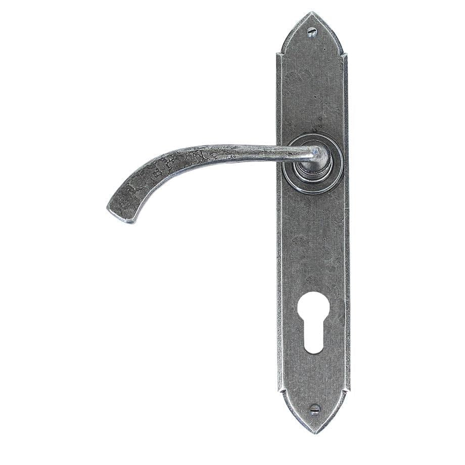 From The Anvil Window Hardware Pewter Pewter Gothic Curved Lever Espag. Lock Set