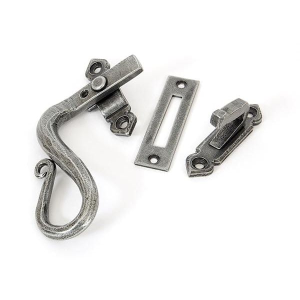 From The Anvil Window Hardware Left Hand Pewter Locking Shepherd's Crook Fastener