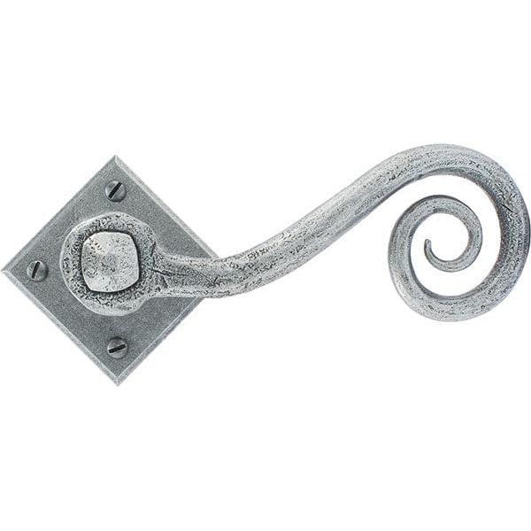 From The Anvil Handles Pewter Pewter Monkeytail Lever on Rose Set (Diamond)
