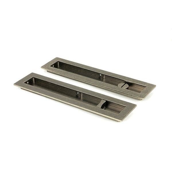 From The Anvil Flush Pull Handles 250mm Pewter Plain Rectangular Pull - Privacy Set