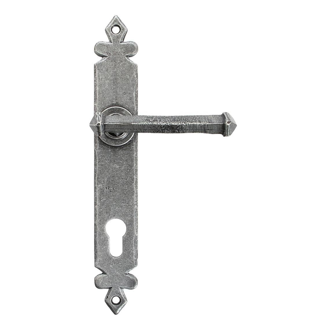 From The Anvil Window Hardware Pewter Pewter Tudor Lever Espag. Lock Set