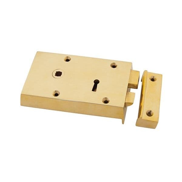 From The Anvil Rim Locks Polished Brass Polished Brass Left Hand Rim Lock - Small