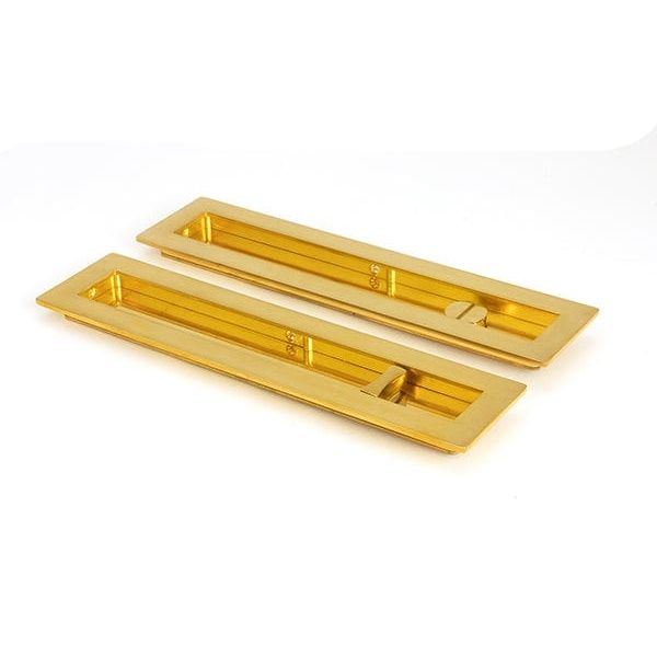 From The Anvil Flush Pull Handles 250mm Polished Brass Plain Rectangular Pull - Privacy Set