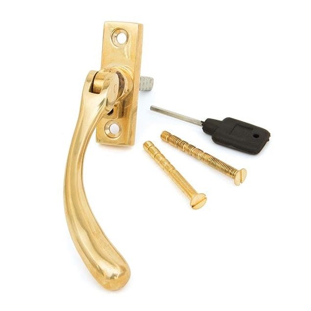 From The Anvil Window Hardware Right Hand Polished Brass Slim Peardrop Espag
