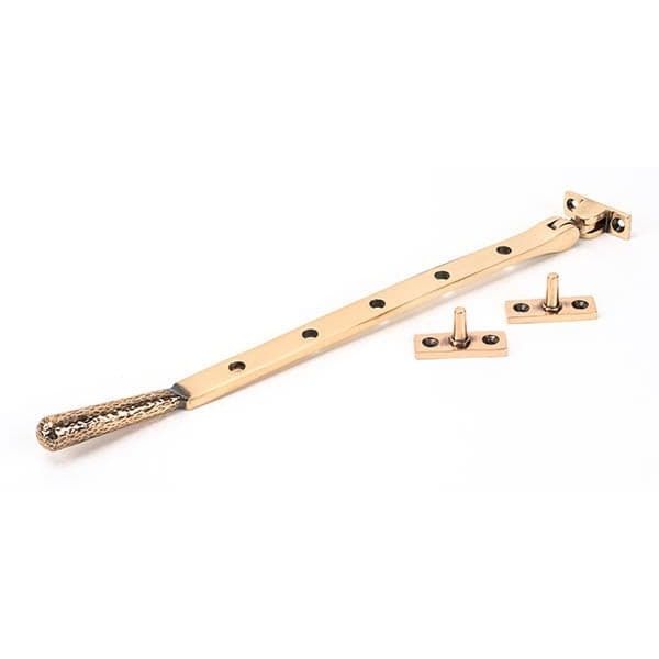 From The Anvil Window Hardware 12" Polished Bronze Hammered Newbury Stay