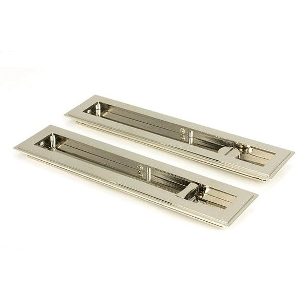 From The Anvil Flush Pull Handles 250mm Polished Nickel Art Deco Rectangular Pull -Privacy Set
