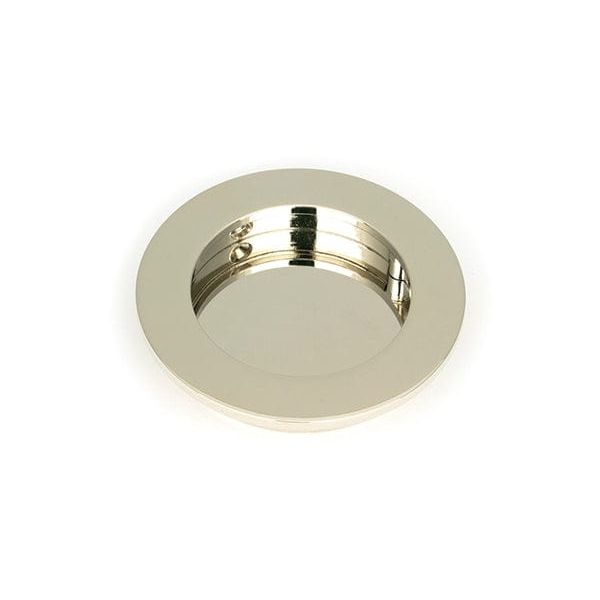 From The Anvil Flush Pull Handles 75mm Polished Nickel Plain Round Pull