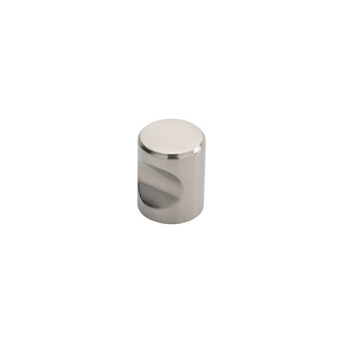 Carlisle Brass Stainless Steel Cylindrical Knob featuring a smooth, rounded top and a polished finish, designed for easy grip and installation.