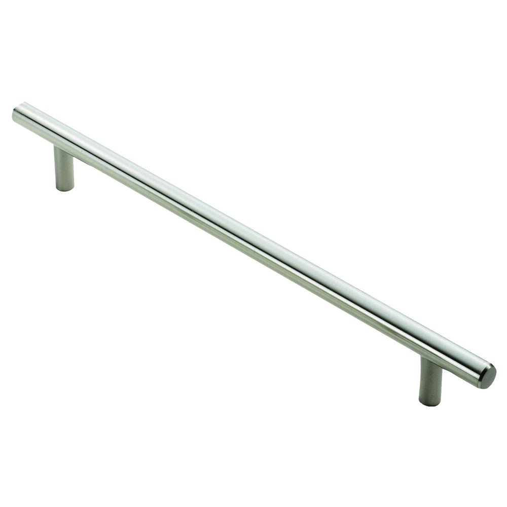 Carlisle Brass Steel T-Bar Handle in a sleek chrome finish, featuring a straight rod design with two attached ends for mounting.