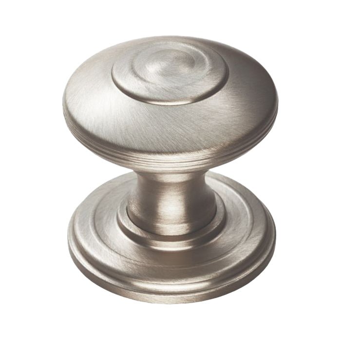 Carlisle Brass Anderson Knob in brushed nickel finish, featuring a round, high-profile design with a smooth top and a wider base for easy grip.