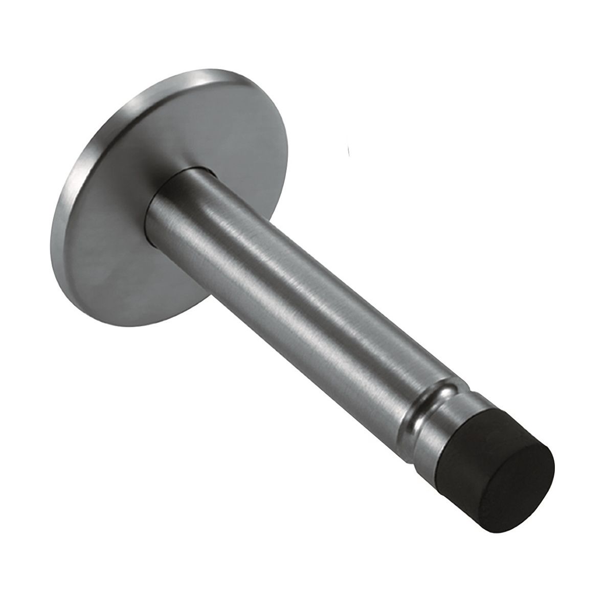 Carlisle Brass Hat and Coat Hooks in a sleek metallic finish, featuring a round base and a cylindrical hook with a black end cap.