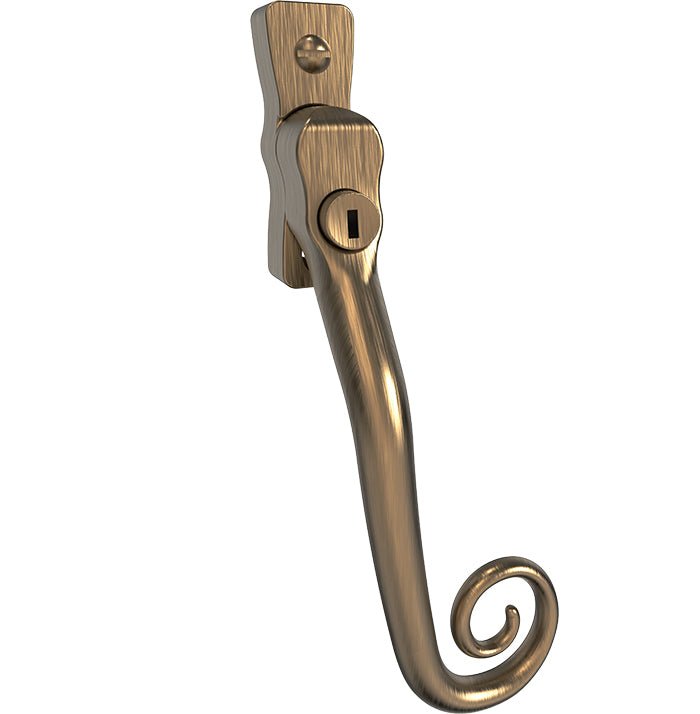Mila Heritage Monkey Tail Casement Handle Antique Bronze Left Hand Love Handles uk