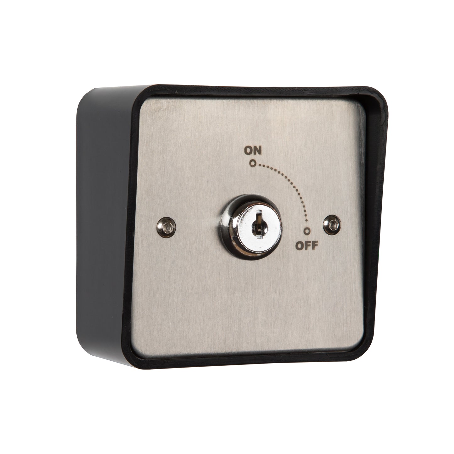 On/Off Latching Key Switch in Stainless Steel Plate with Shrouded Back Box