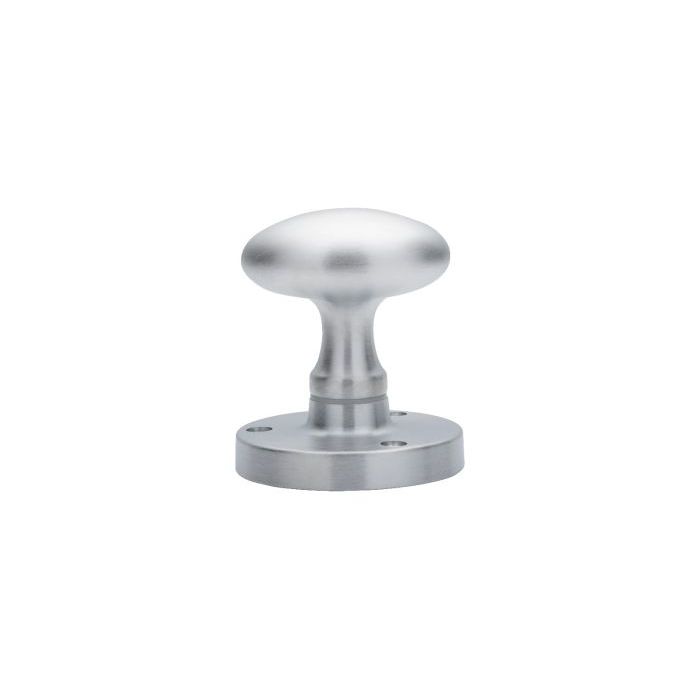 Carlisle Brass Oval Mortice Knob in satin nickel finish, featuring an oval design and a round base with two installation holes.
