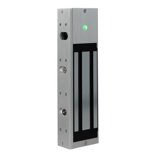 Zoo Hardware Standard Monitored Magnetic Lock with a holding force of 1200lbs (545kg), featuring an aluminum housing with a silver finish and a visible green LED indicator.