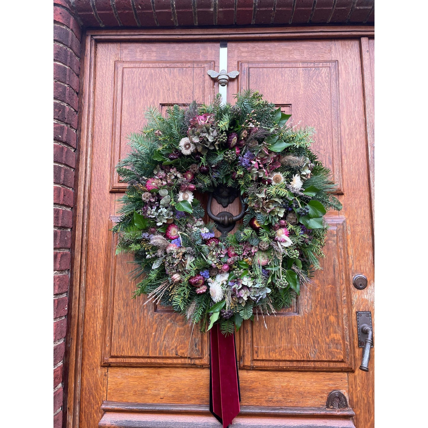 Brass bee Wreath Hanger - Chrome Finish - Brass bee