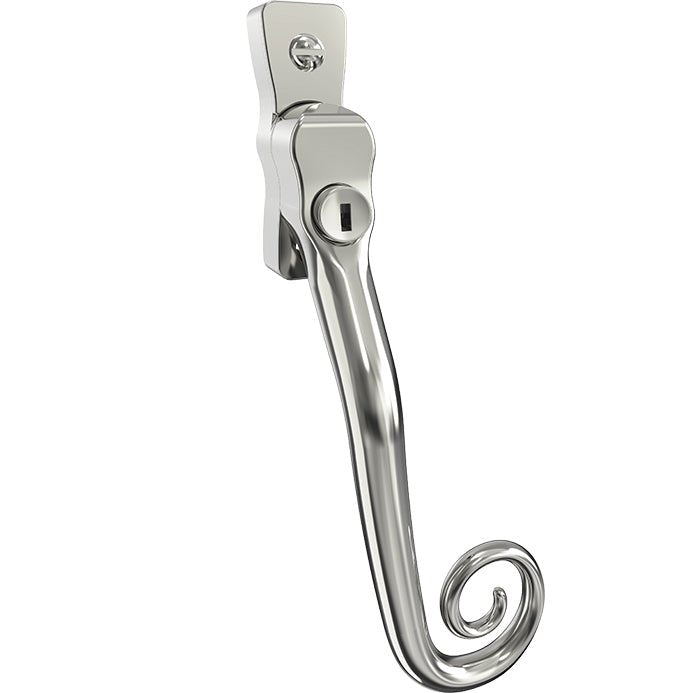 Mila Heritage Monkey Tail Casement Handle Polished Chrome Left Hand Love Handles uk