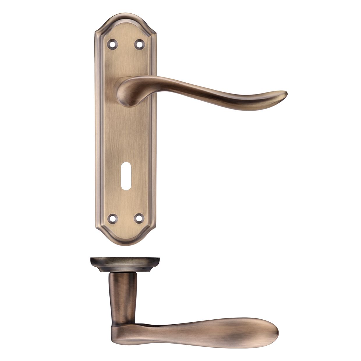 Project Lincoln Lever Handle on Backplate Lock Backplate Florentine Bronze Love Handles uk