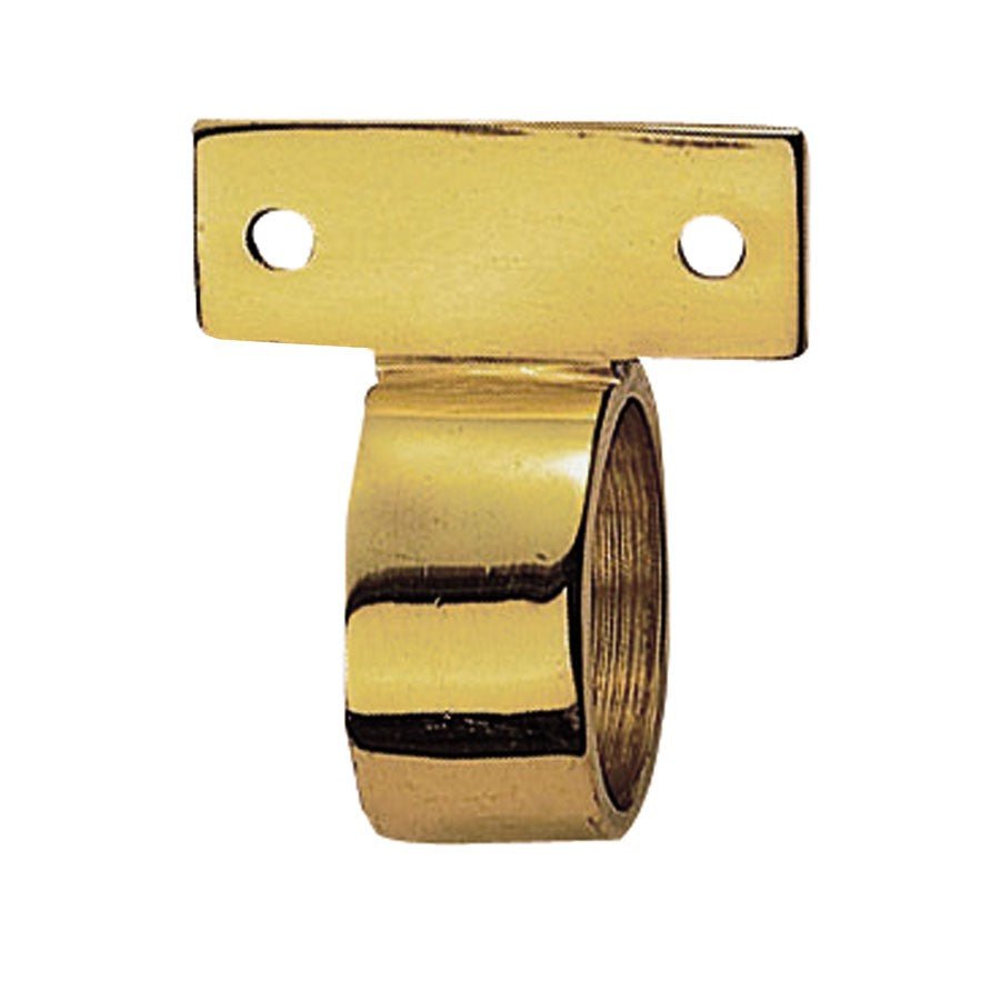 Carlisle Brass Ring Sash Lift in a polished brass finish, featuring a cylindrical ring for sash attachment and a rectangular mounting plate with two screw holes.