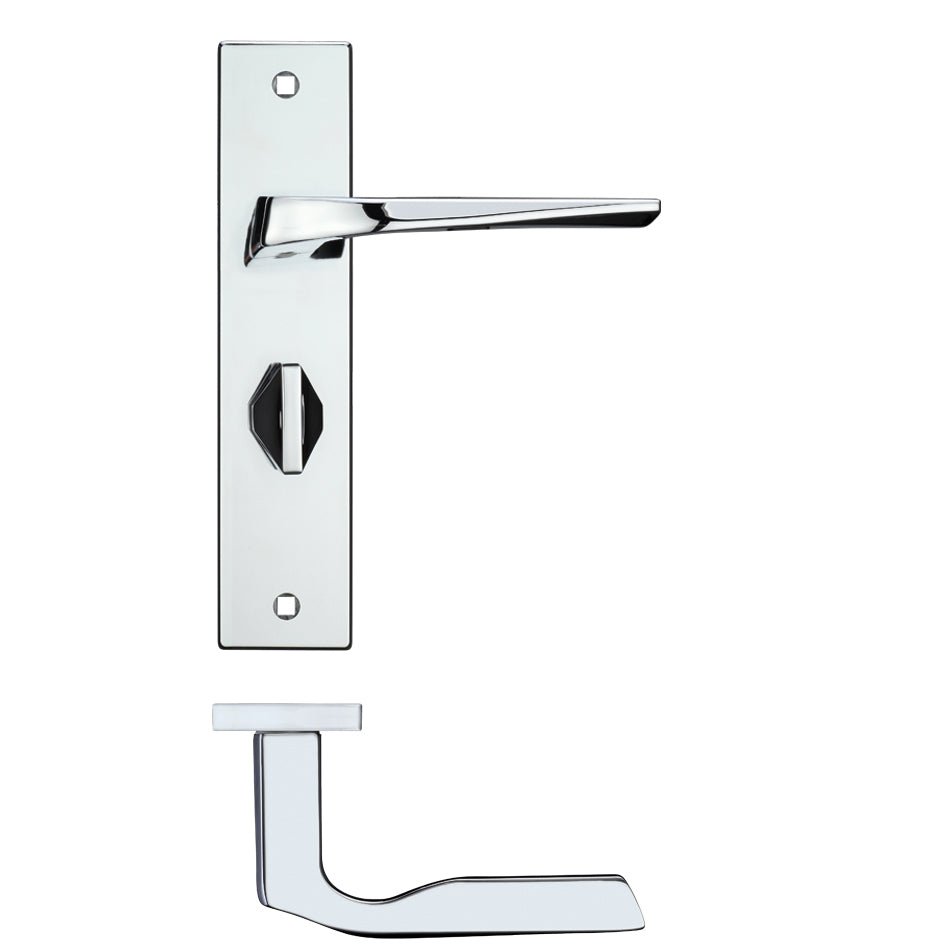 Lyra Lever Handle on Backplate Polished Chrome Bathroom Backplate Love Handles uk