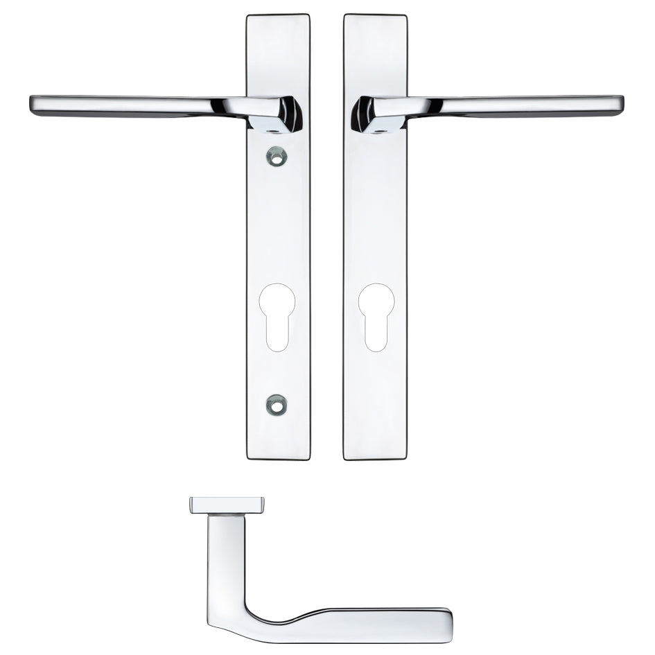 Vela Lever Euro Lock (92mm c/c) On Narrow Backplate - 220x32mm