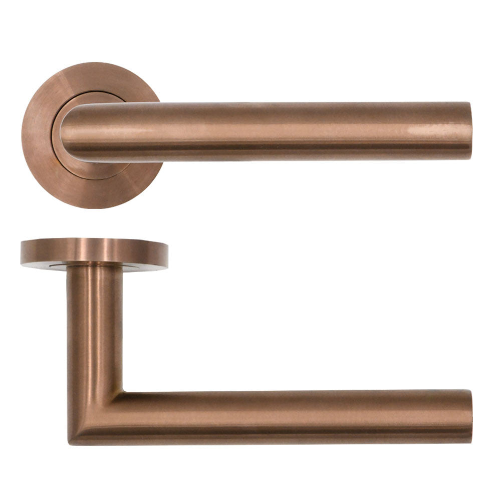 Lugano Lever on Round Rose PVD Satin Bronze Love Handles uk