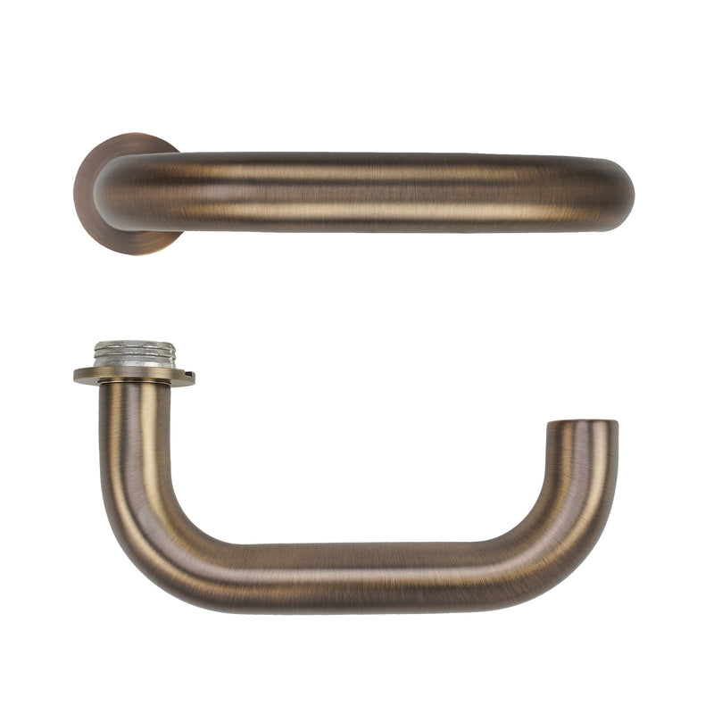 Maggiore Lever on 32mm Round Mini Rose Antique Brass Love Handles uk