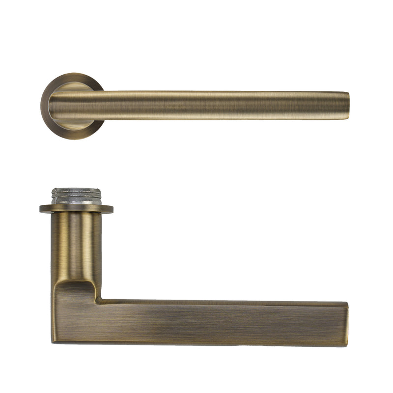 Varese Lever on 32mm Round Mini Rose Antique Brass Love Handles uk