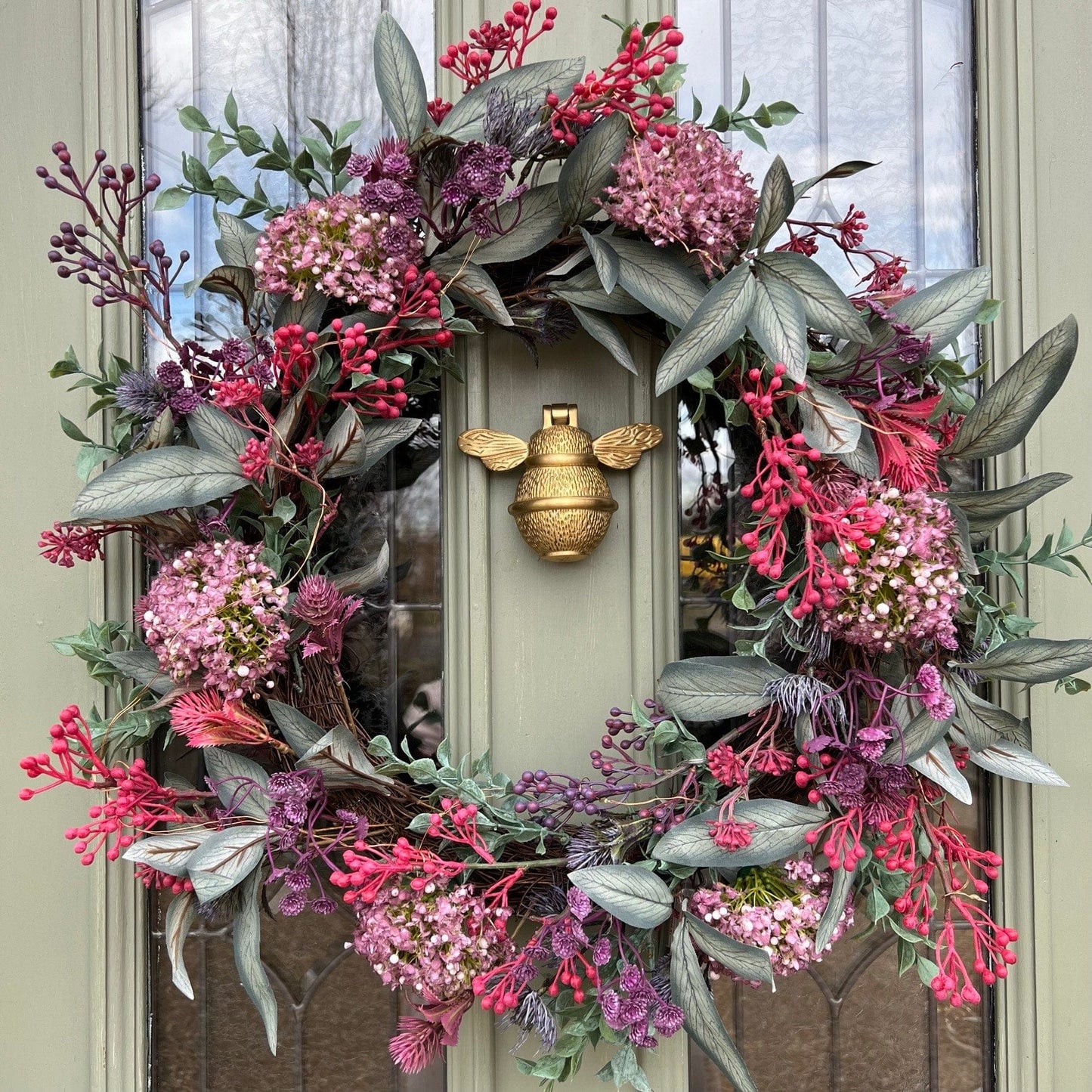 Brass Bumble Bee Door Knocker - Satin Brass Finish - Brass bee