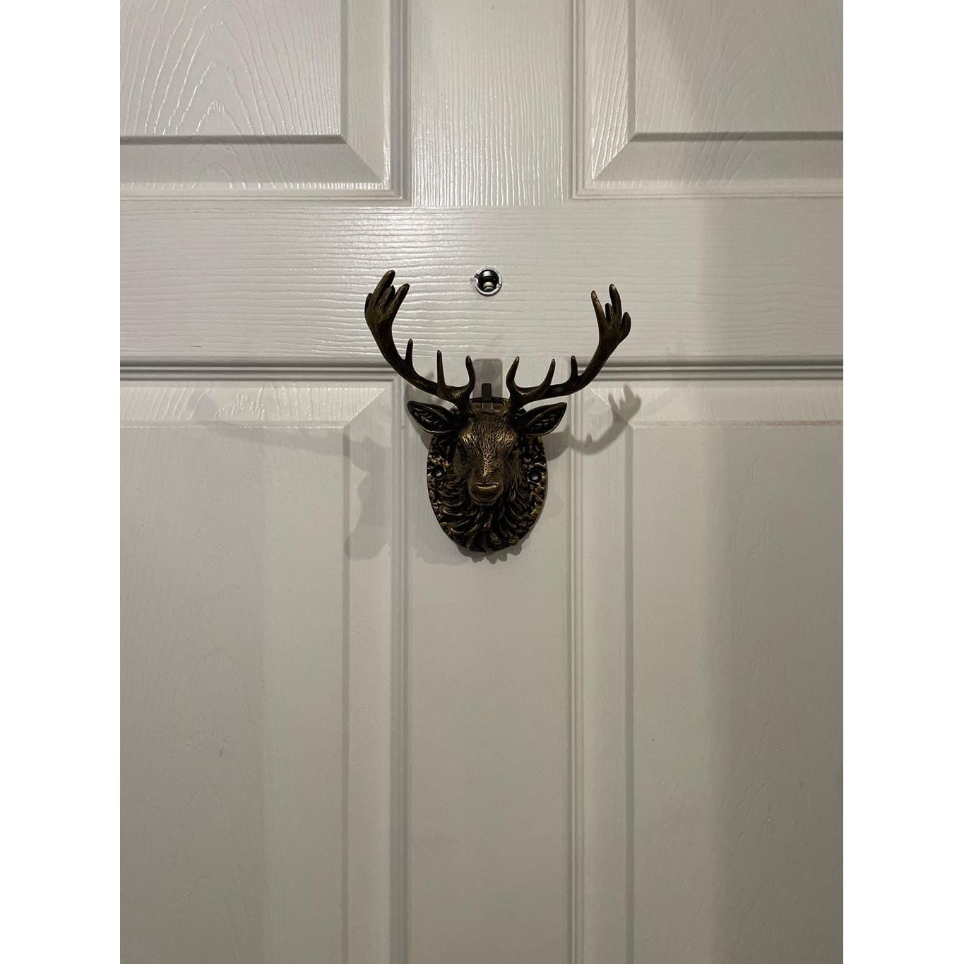 Stag Door Knocker - Heritage Finish - Brass bee