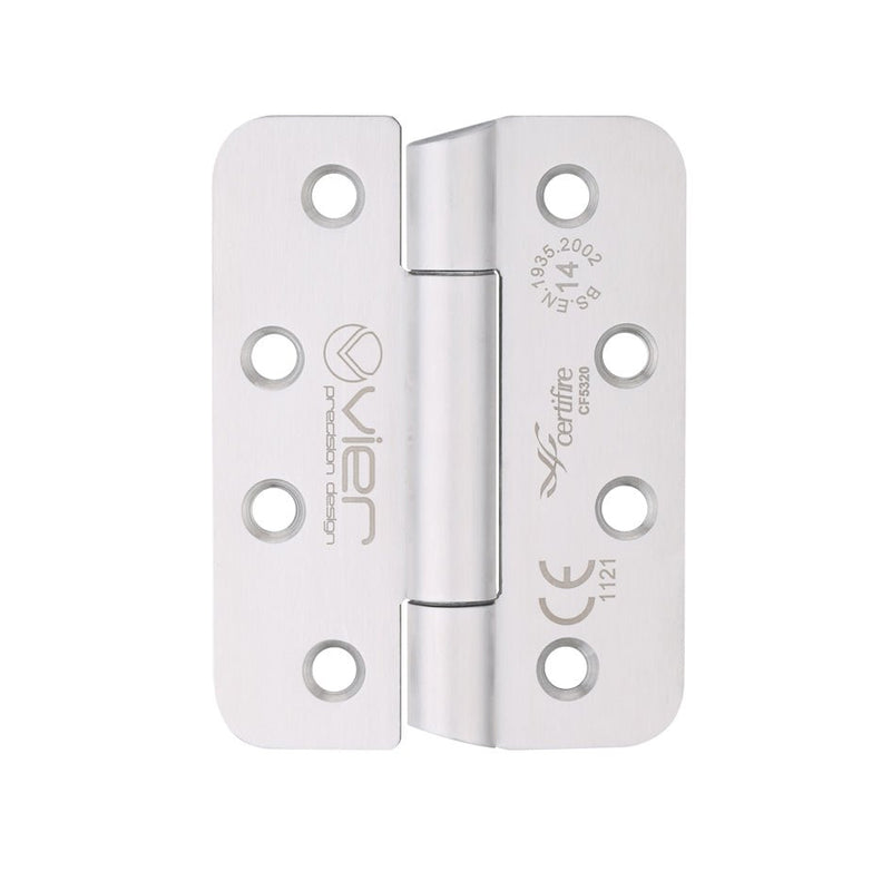 Zoo Hardware Grade 14 Concealed Knuckle Hinge SS201 with a hospital tip design, made of stainless steel, featuring a smooth finish and multiple screw holes for installation.