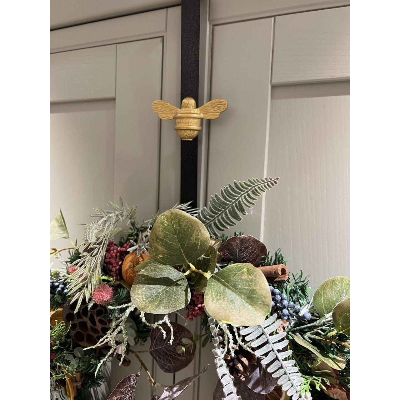 Brass bee Wreath Hanger - Black with Gold Bee Finish - Brass bee