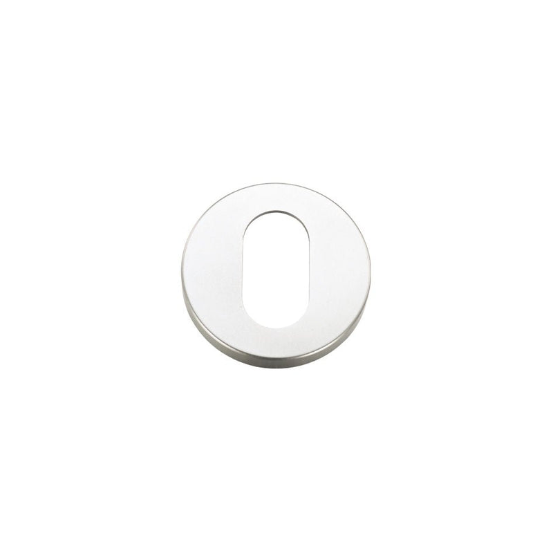 Zoo Hardware Escutcheons Oval Profile with a diameter of 53mm, made of metal, featuring a circular design with an elongated oval cutout in the center, shown with a polished surface.