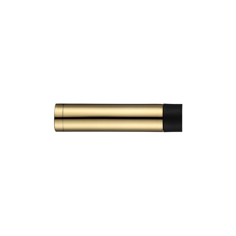 Zoo Hardware Door Stop - Cylinder without Rose 70mm in a gold finish with a black rubber base, featuring a cylindrical design for effective door holding.