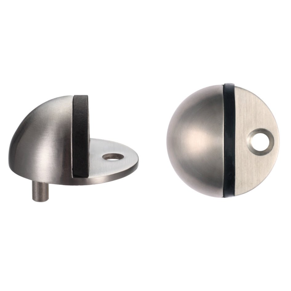 Zoo Hardware Door Stop - Floor Mounted Oval - 40mm in brushed stainless steel, featuring an oval shape with a rubber edge for door protection.