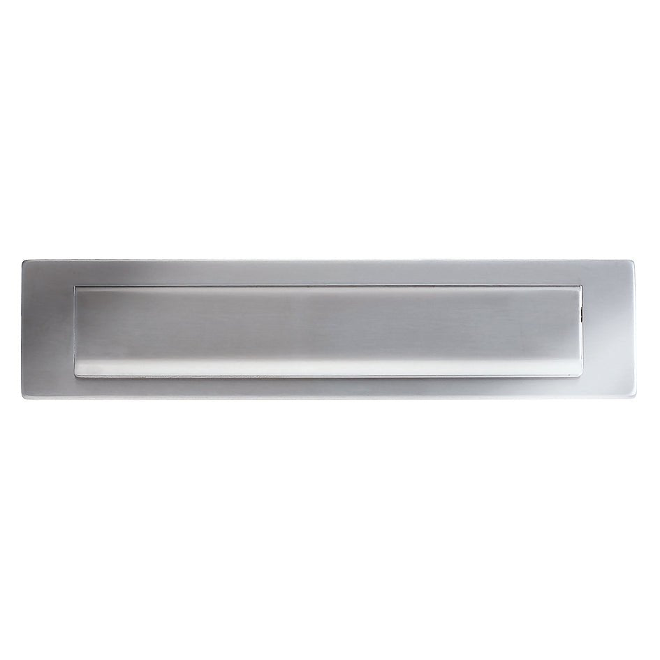Zoo Hardware Letter Plate measuring 340mm x 75mm with 312mm centers, featuring a sleek, rectangular stainless steel design for a modern look.
