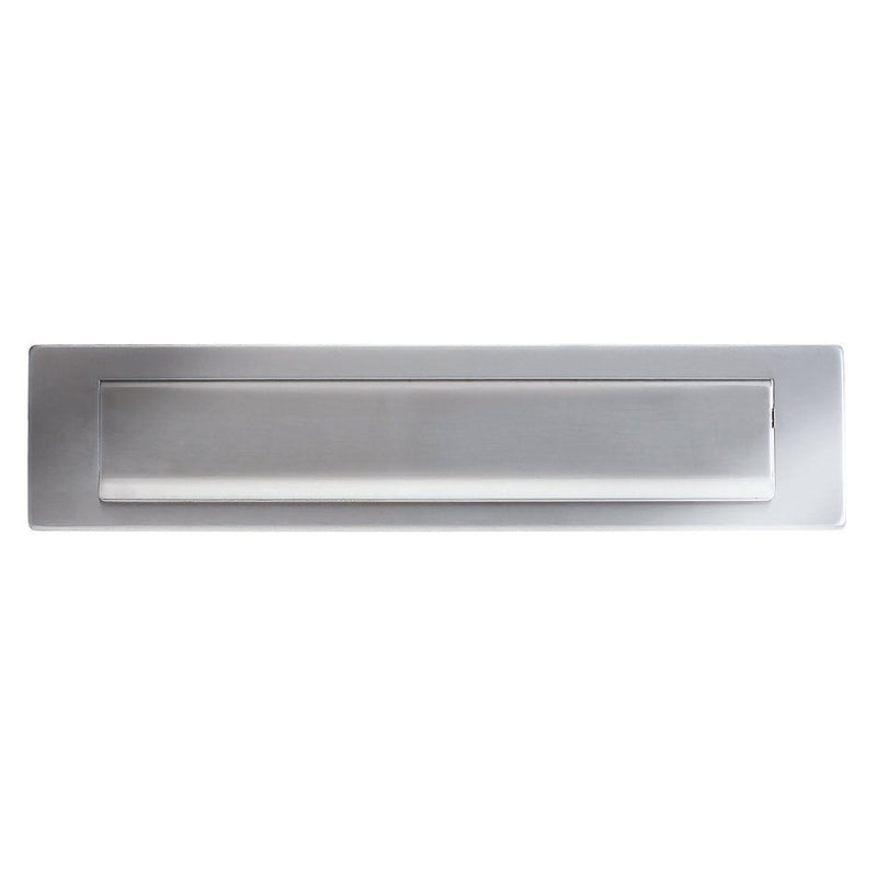 Zoo Hardware Letter Plate measuring 340mm x 75mm with 312mm centers, featuring a sleek, rectangular stainless steel design for a modern look.