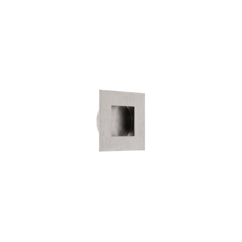 Zoo Hardware Square Flush Pull in brushed stainless steel finish, featuring a square design with a recessed handle for easy grip.