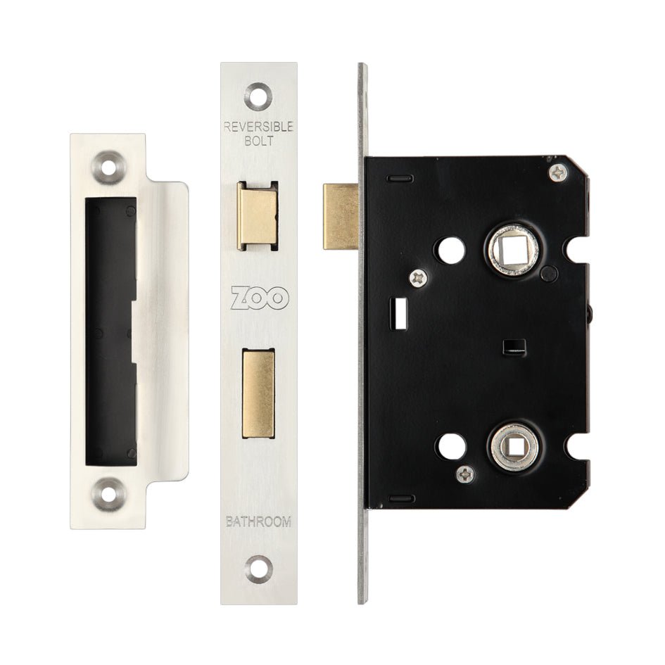 Bathroom Lock – 57mm Centres 64mm (2.5") Square Satin Stainless Love Handles uk