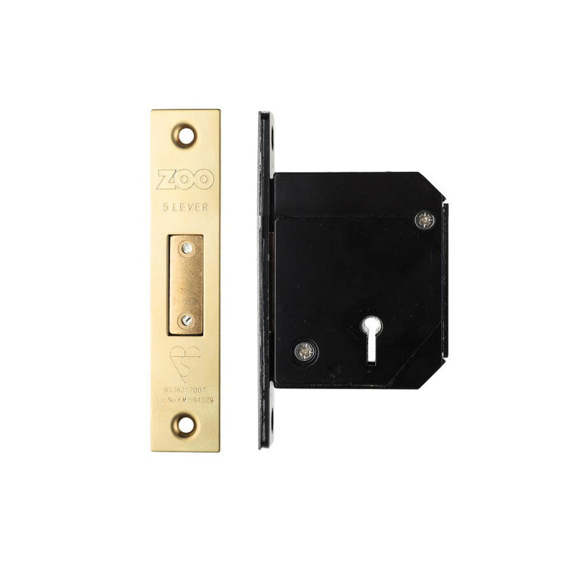British Standard 5 Lever Deadlock – Chubb Retrofit 3G114 | BS 3621 Kitemarked 67mm PVD Brass Love Handles uk