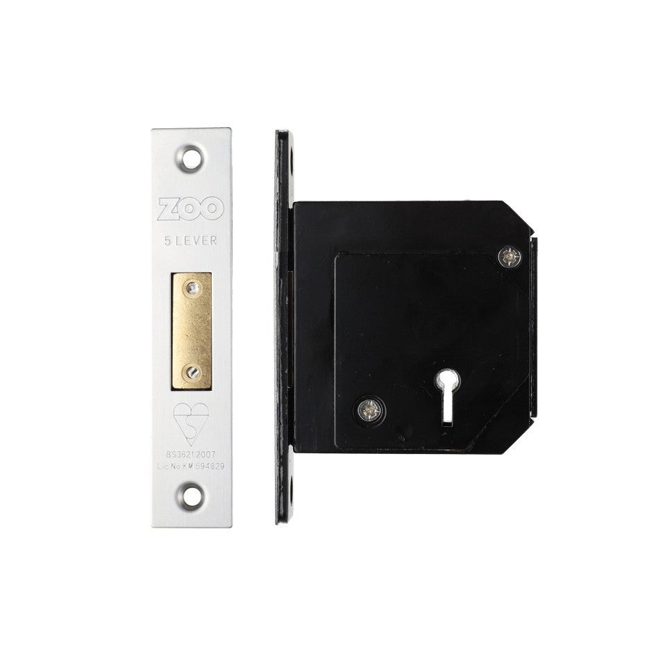 British Standard 5 Lever Deadlock – Chubb Retrofit 3G114 | BS 3621 Kitemarked 80mm Satin Stainless Love Handles uk