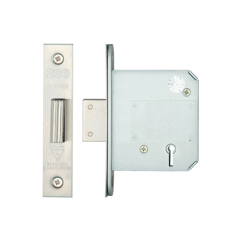 British Standard 5 Lever Deadlock – 64mm & 76mm 76mm Satin Stainless Standard Keyed Love Handles uk