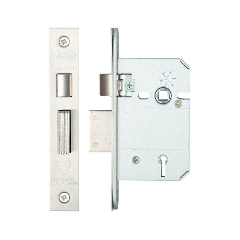 British Standard 5 Lever Sashlock 64mm Satin Stainless Love Handles uk