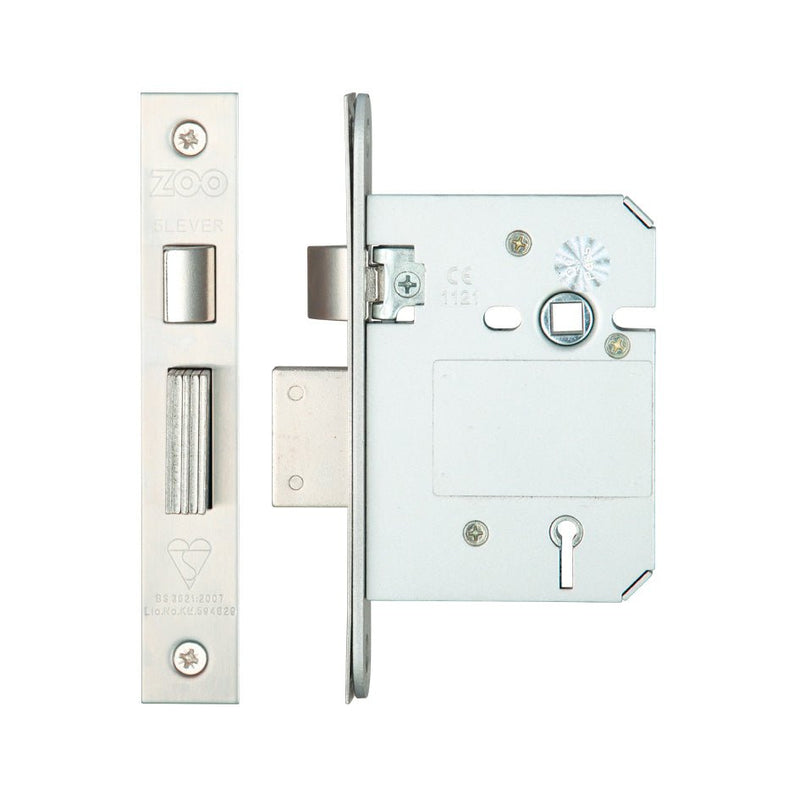 Zoo Hardware British Standard 5 Lever Sashlock in a 76mm size, featuring a metallic finish with a rectangular body and a lever mechanism for secure locking.