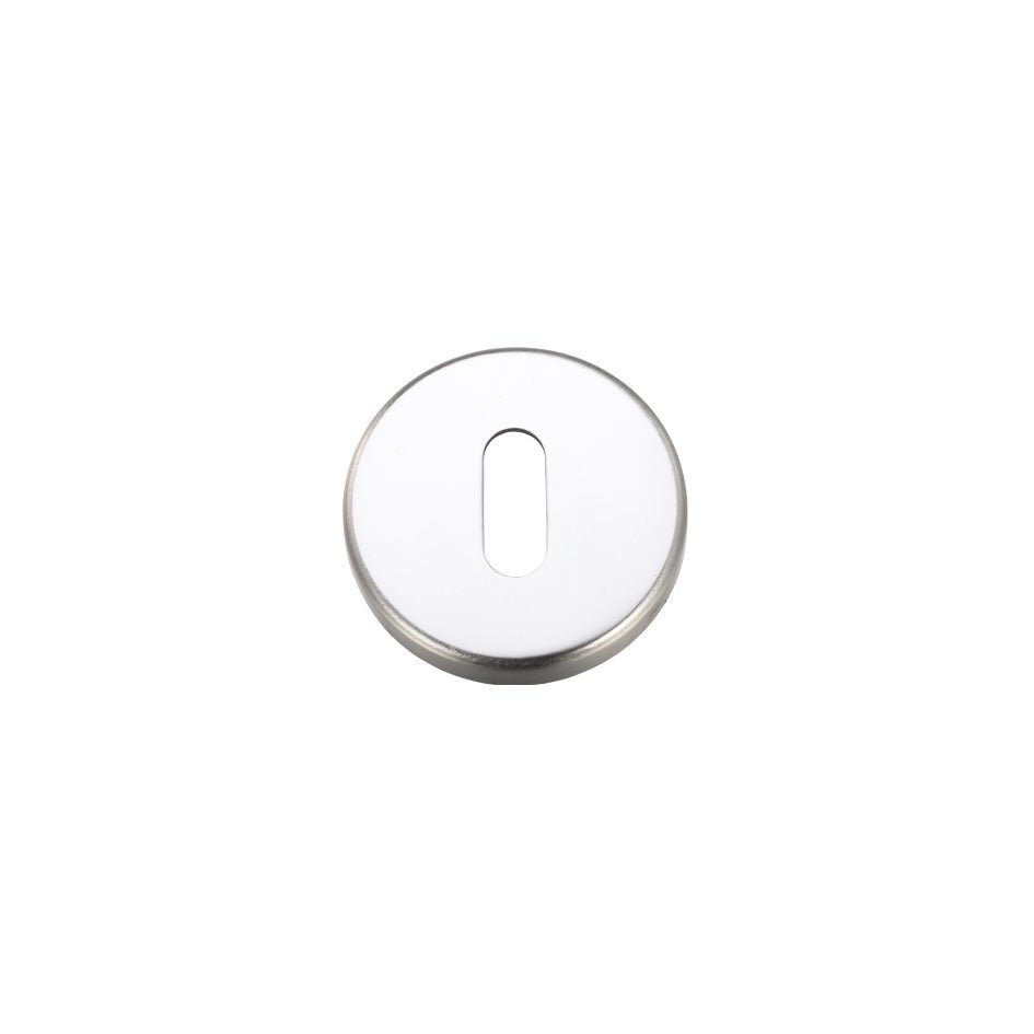 Zoo Hardware Escutcheon Standard Profile in a round design, measuring 51.5mm, made of polished metal with an elongated keyhole shape in the center.