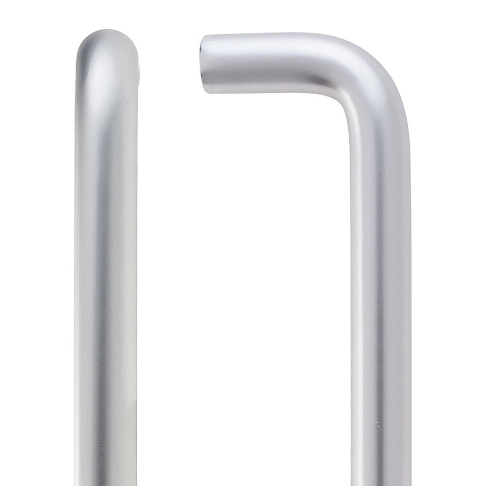 Zoo Hardware 19mm Aluminium D Pull Handle in a sleek silver finish, featuring a simple curved design ideal for door applications.