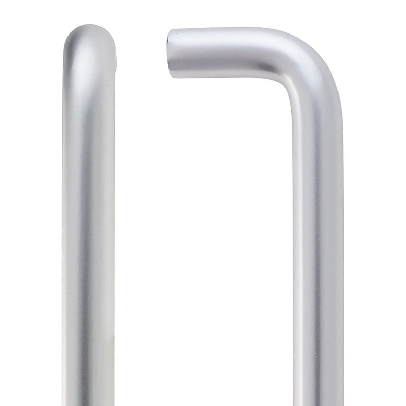 Zoo Hardware 19mm Aluminium D Pull Handle in a sleek silver finish, featuring a simple curved design ideal for door applications.
