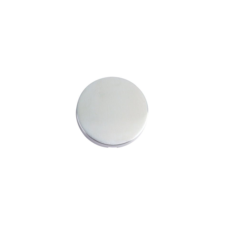 Zoo Hardware Blank Escutcheon in a 52mm rose shape, made of Grade 201 stainless steel, featuring a smooth metallic finish and a circular design.