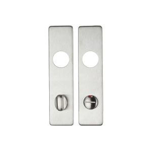 Zoo Hardware Cover Plate for 19mm Return to Door Lever on Short Backplate in stainless steel, measuring 45mm x 180mm, features two rectangular plates with round holes and a visible turn knob for door operation.